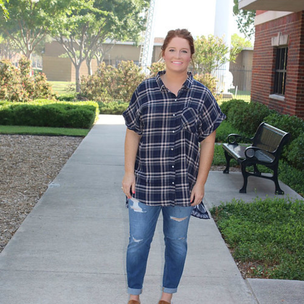 +Plus Size Plaid Shirt